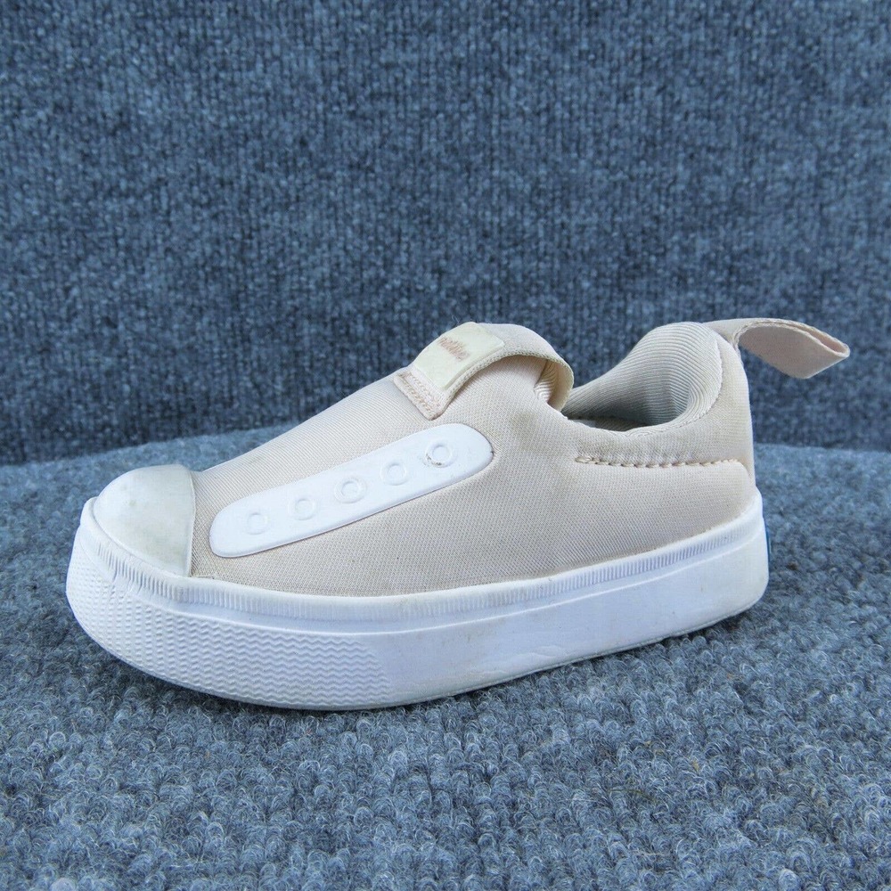 Native Girls Sneaker Shoes Beige Fabric‎ Slip On Size T 6 Medium